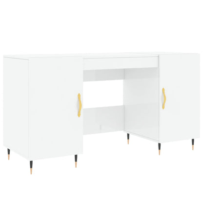 Desk High Gloss White 140x50x75 cm Engineered Wood