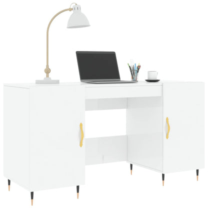 Desk High Gloss White 140x50x75 cm Engineered Wood