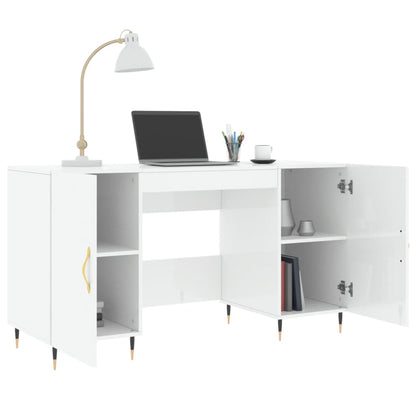 Desk High Gloss White 140x50x75 cm Engineered Wood