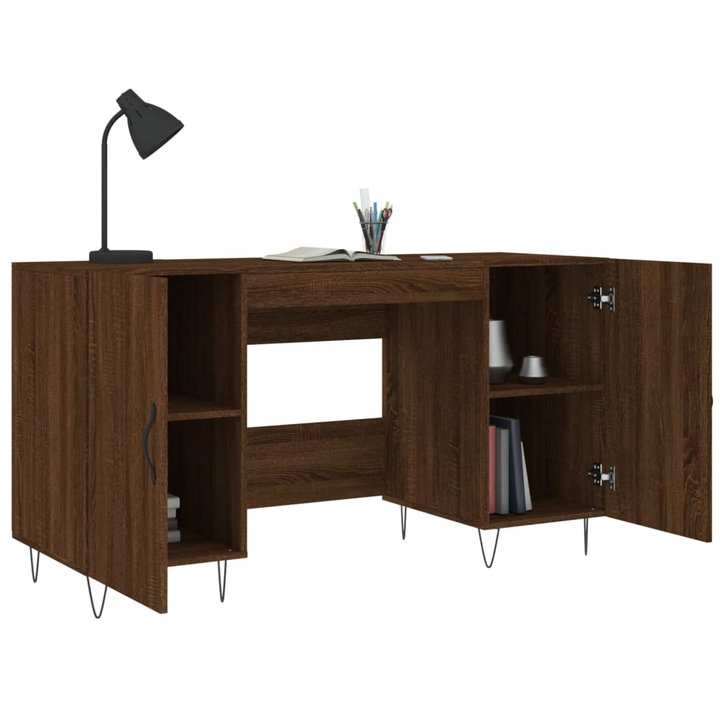 Desk Brown Oak 140x50x75 cm Engineered Wood