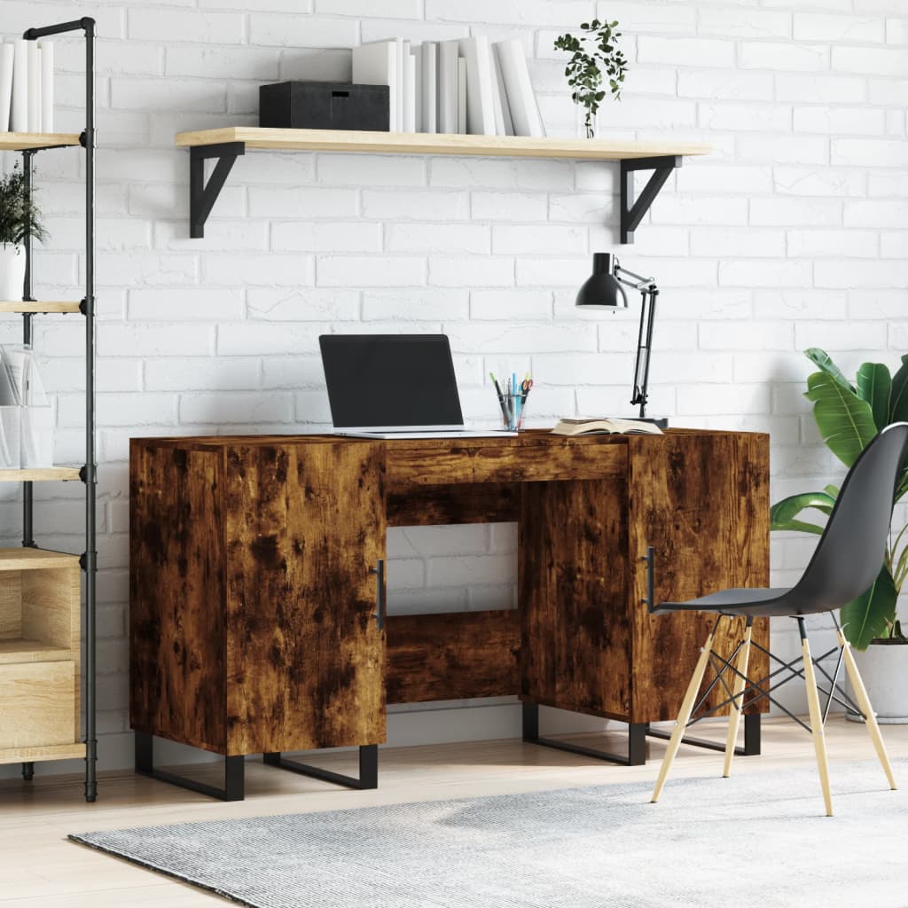 Desk Smoked Oak 140x50x75 cm Engineered Wood