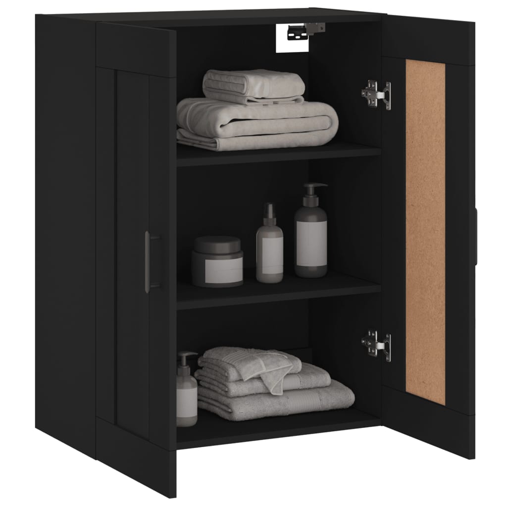 Wall Mounted Cabinet Black 69.5x34x90 cm Engineered Wood