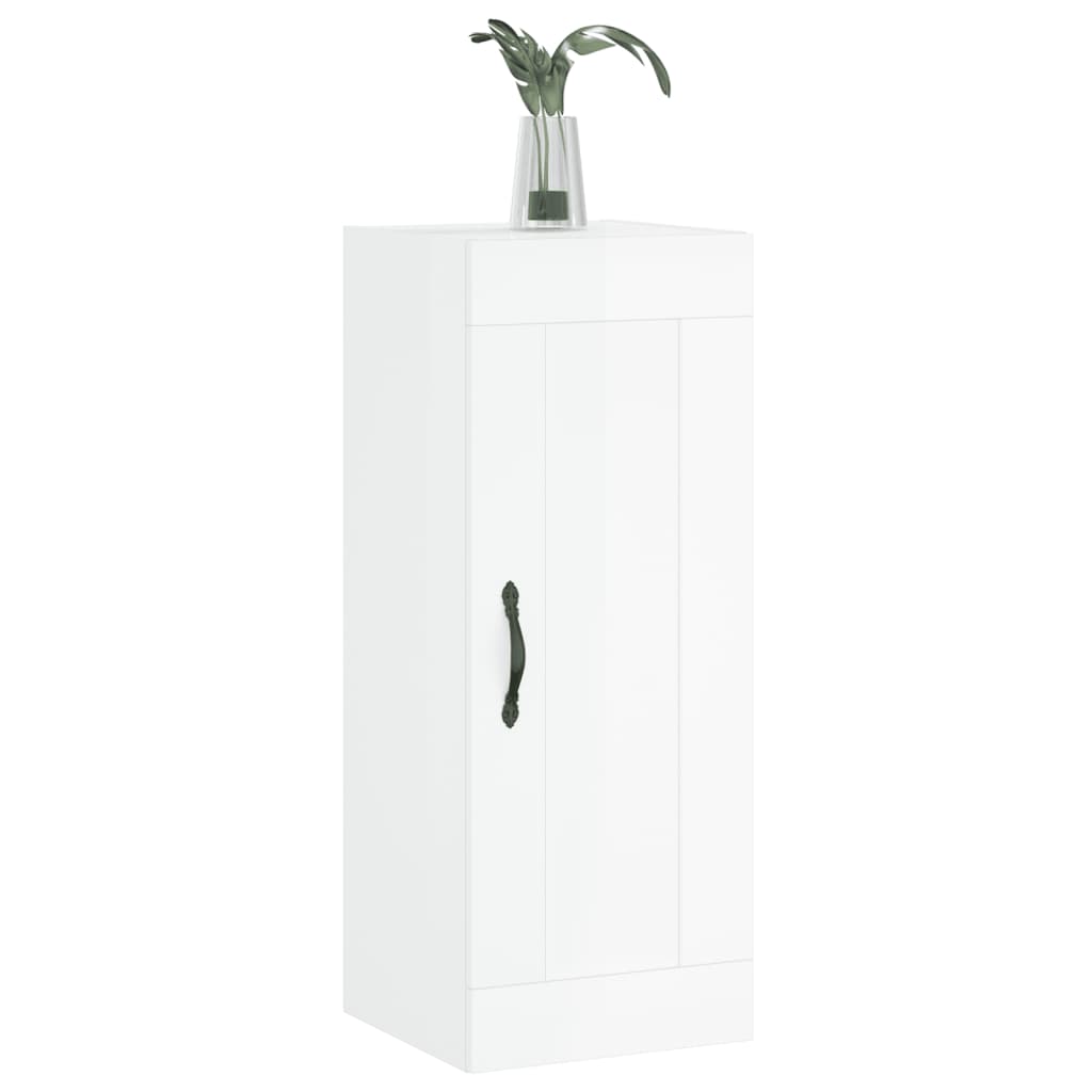 Wall Mounted Cabinet High Gloss White 34.5x34x90 cm Engineered Wood