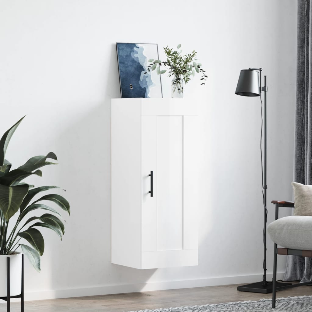 Wall Mounted Cabinet High Gloss White 34.5x34x90 cm Engineered Wood