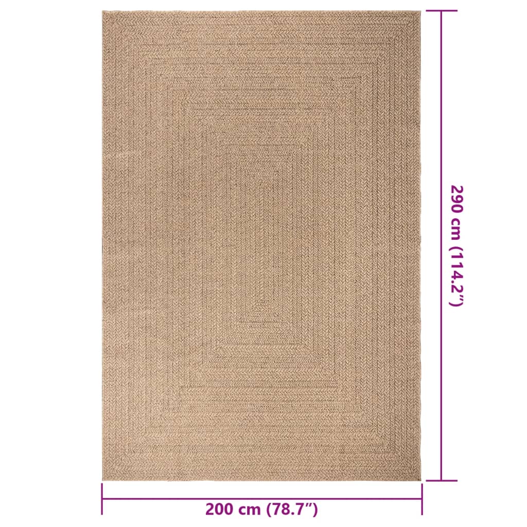 Rug ZIZUR 200x290 cm Jute Look Indoor and Outdoor