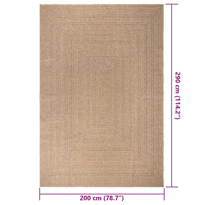 Rug ZIZUR 200x290 cm Jute Look Indoor and Outdoor