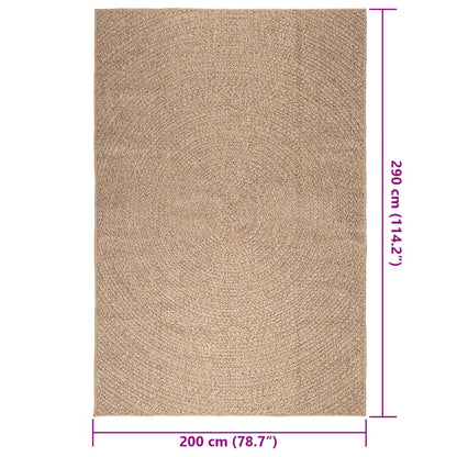 Rug ZIZUR 200x290 cm Jute Look Indoor and Outdoor