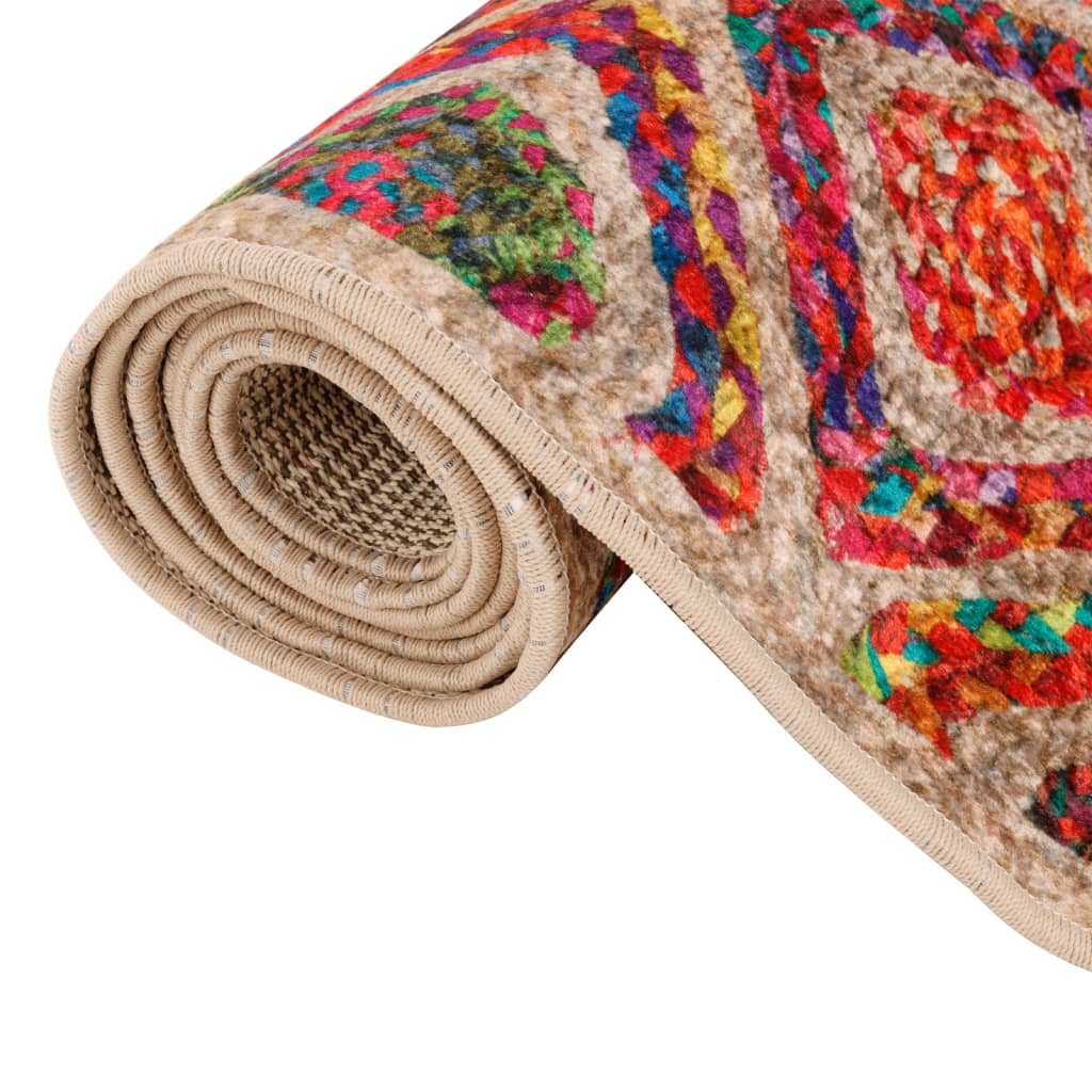 Rug Washable Multicolour 80x300 cm Anti Slip