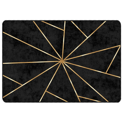 Rug Washable Black and Gold 120x180 cm Anti Slip