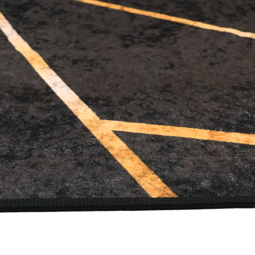 Rug Washable Black and Gold 120x180 cm Anti Slip