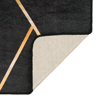 Rug Washable Black and Gold 190x300 cm Anti Slip