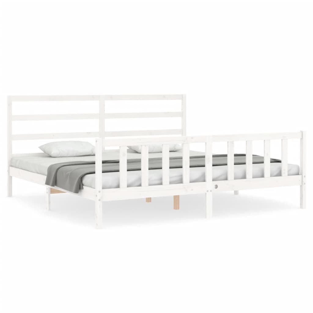 Bed Frame without Mattress White 200x200 cm Solid Wood Pine