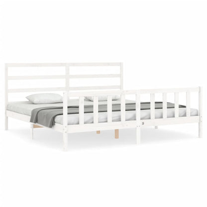 Bed Frame without Mattress White 200x200 cm Solid Wood Pine