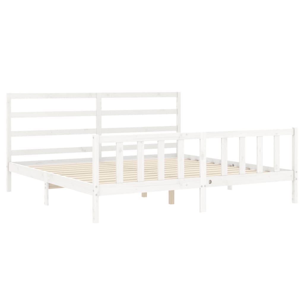 Bed Frame without Mattress White 200x200 cm Solid Wood Pine
