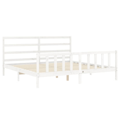 Bed Frame without Mattress White 200x200 cm Solid Wood Pine