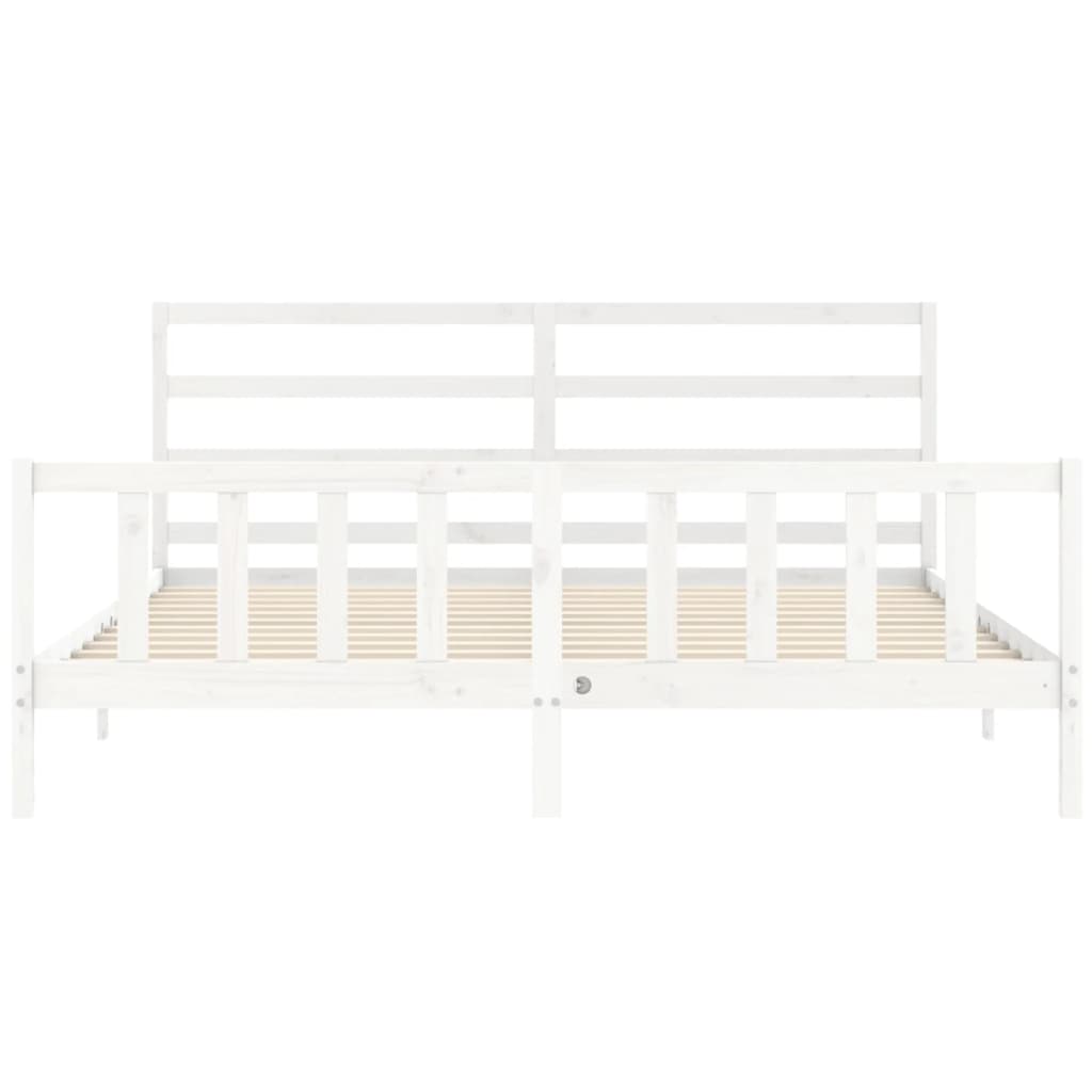 Bed Frame without Mattress White 200x200 cm Solid Wood Pine