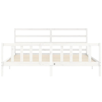 Bed Frame without Mattress White 200x200 cm Solid Wood Pine