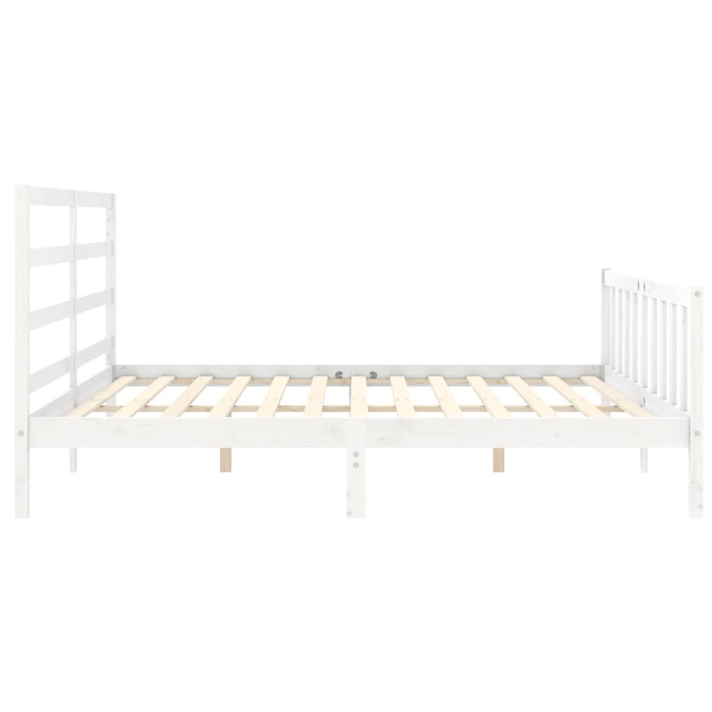 Bed Frame without Mattress White 200x200 cm Solid Wood Pine