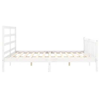 Bed Frame without Mattress White 200x200 cm Solid Wood Pine