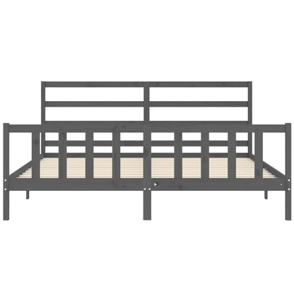 Bed Frame without Mattress Grey 200x200 cm Solid Wood Pine