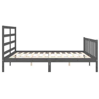 Bed Frame without Mattress Grey 200x200 cm Solid Wood Pine