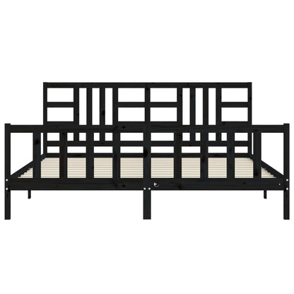Bed Frame without Mattress Black 200x200 cm Solid Wood Pine