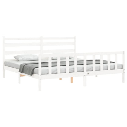 Bed Frame without Mattress White 200x200 cm Solid Wood Pine