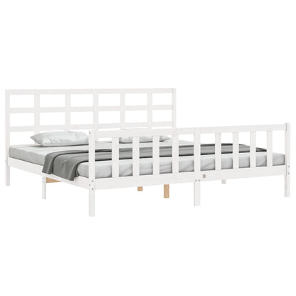 Bed Frame without Mattress White 200x200 cm Solid Wood Pine