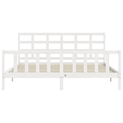 Bed Frame without Mattress White 200x200 cm Solid Wood Pine