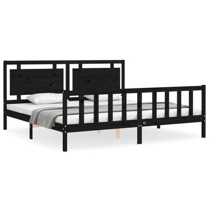 Bed Frame without Mattress Black 200x200 cm Solid Wood Pine