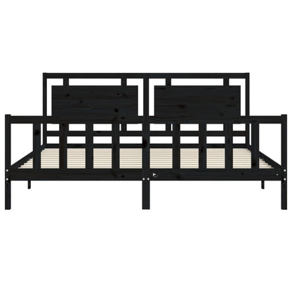 Bed Frame without Mattress Black 200x200 cm Solid Wood Pine