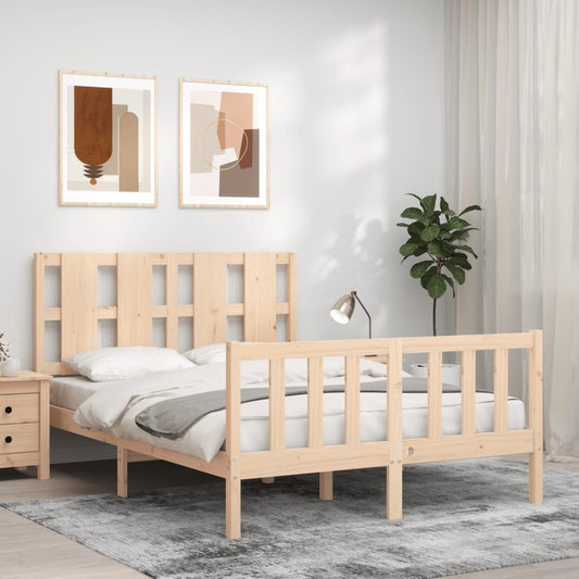 Bed Frame with Headboard 140x190 cm Solid Wood