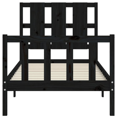 Bed Frame with Headboard Black 100x200 cm Solid Wood