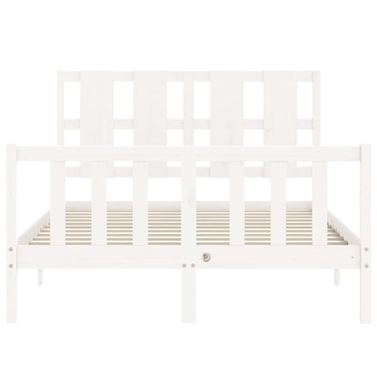 Bed Frame with Headboard White 120x200 cm Solid Wood