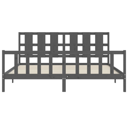 Bed Frame without Mattress Grey 200x200 cm Solid Wood Pine