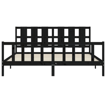 Bed Frame without Mattress Black 200x200 cm Solid Wood Pine