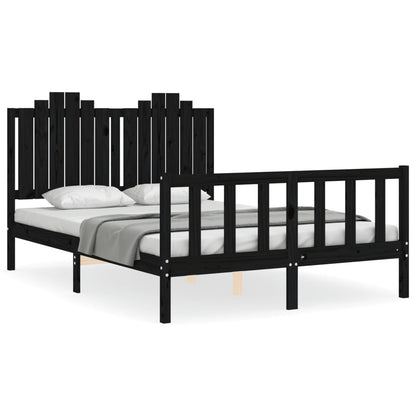 Bed Frame with Headboard Black 140x190 cm Solid Wood