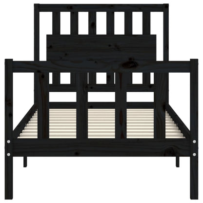 Bed Frame with Headboard Black 90x200 cm Solid Wood