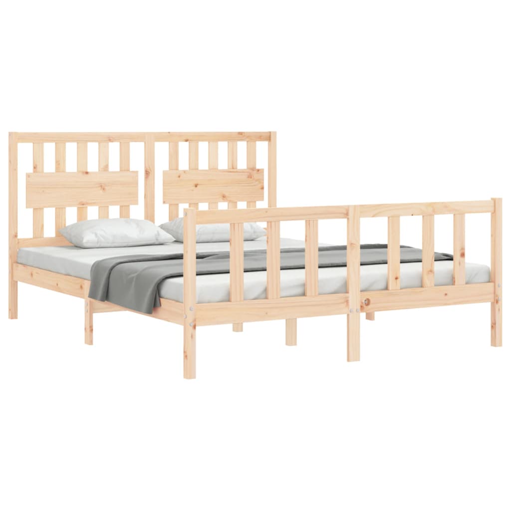 Bed Frame without Mattress King Size Solid Wood Pine