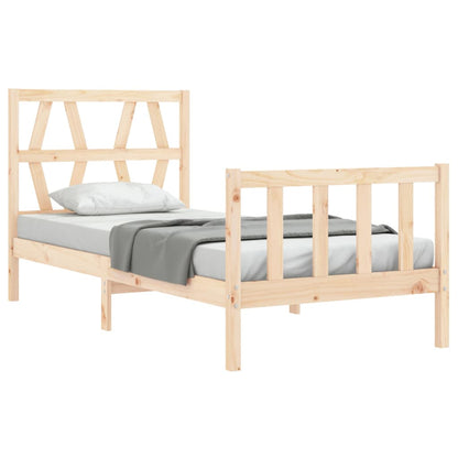 Bed Frame with Headboard Single Solid Wood