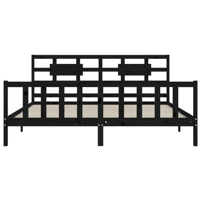Bed Frame without Mattress Black 200x200 cm Solid Wood Pine