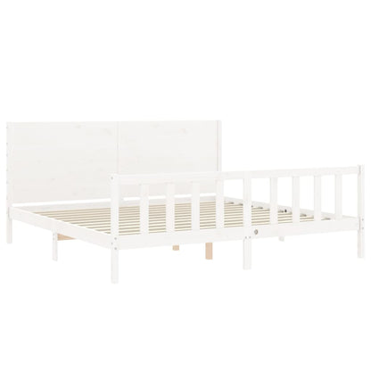 Bed Frame without Mattress White 200x200 cm Solid Wood Pine