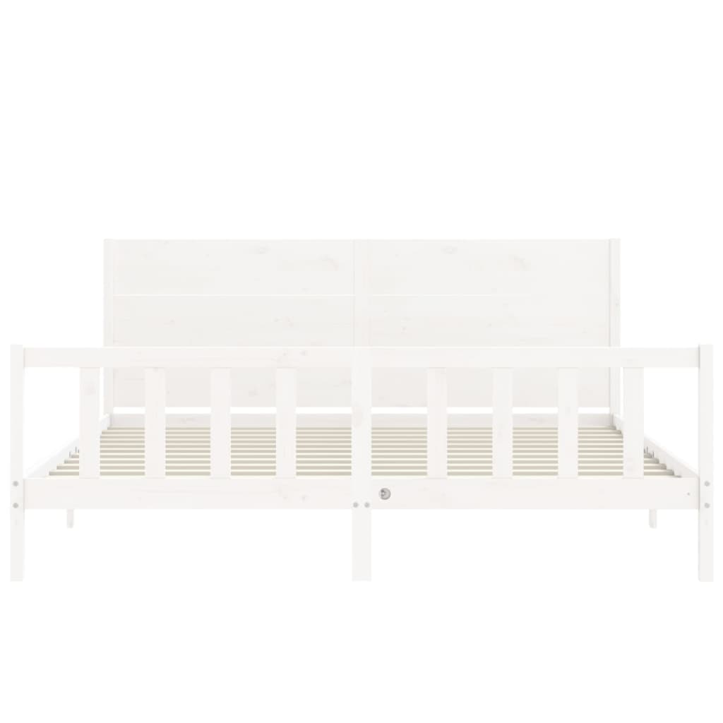 Bed Frame with Headboard White 200x200 cm Solid Wood