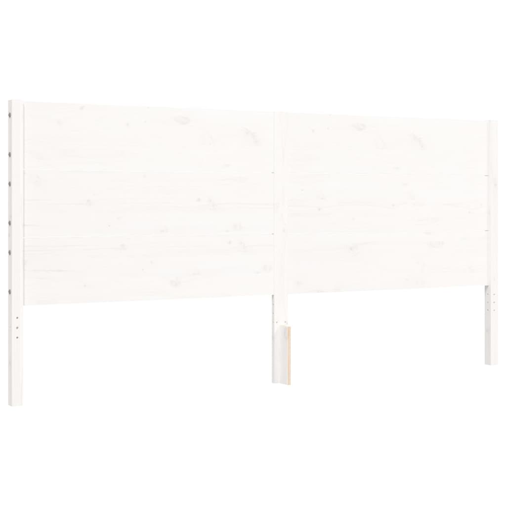 Bed Frame with Headboard White 200x200 cm Solid Wood