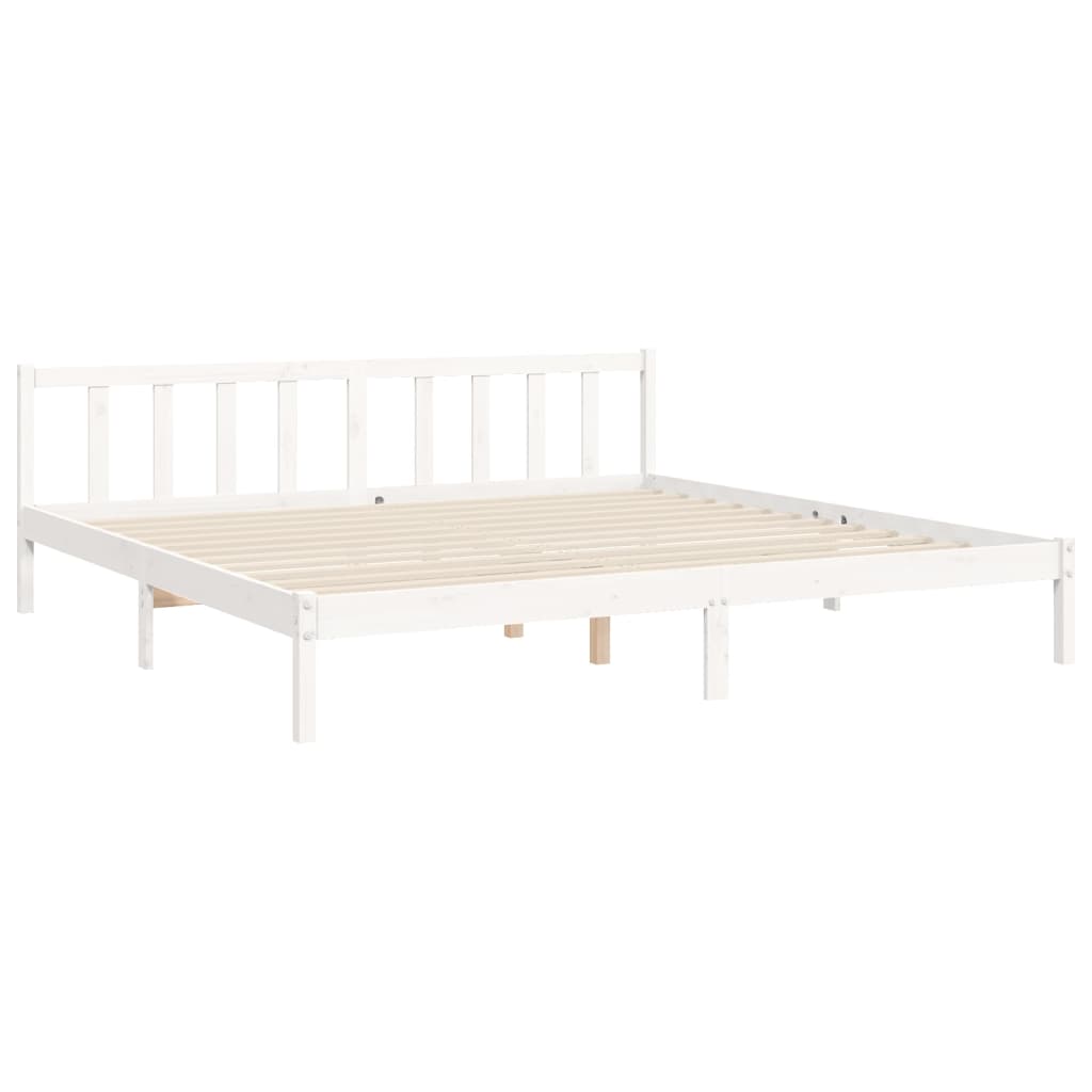 Bed Frame with Headboard White 200x200 cm Solid Wood