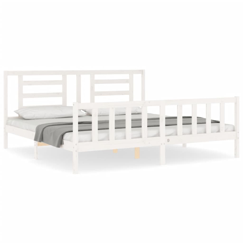 Bed Frame without Mattress White 200x200 cm Solid Wood Pine
