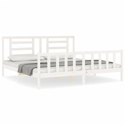 Bed Frame without Mattress White 200x200 cm Solid Wood Pine