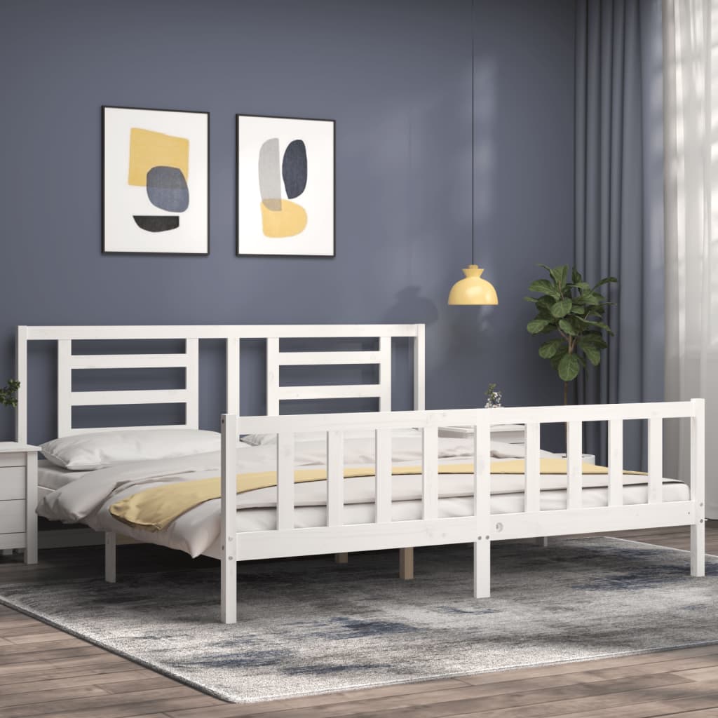 Bed Frame without Mattress White 200x200 cm Solid Wood Pine