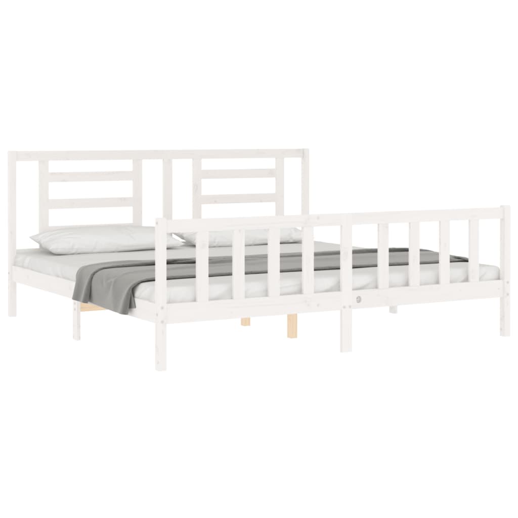 Bed Frame without Mattress White 200x200 cm Solid Wood Pine