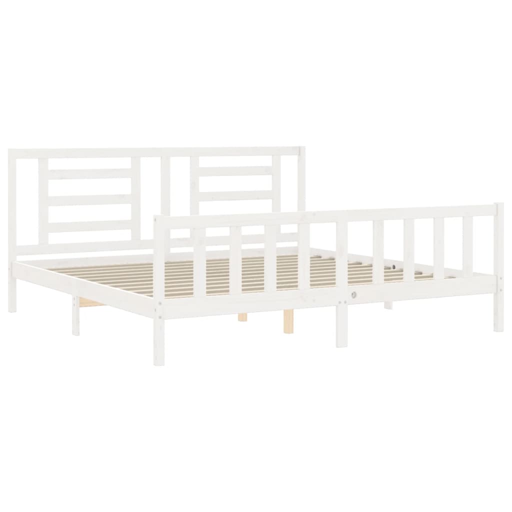 Bed Frame without Mattress White 200x200 cm Solid Wood Pine